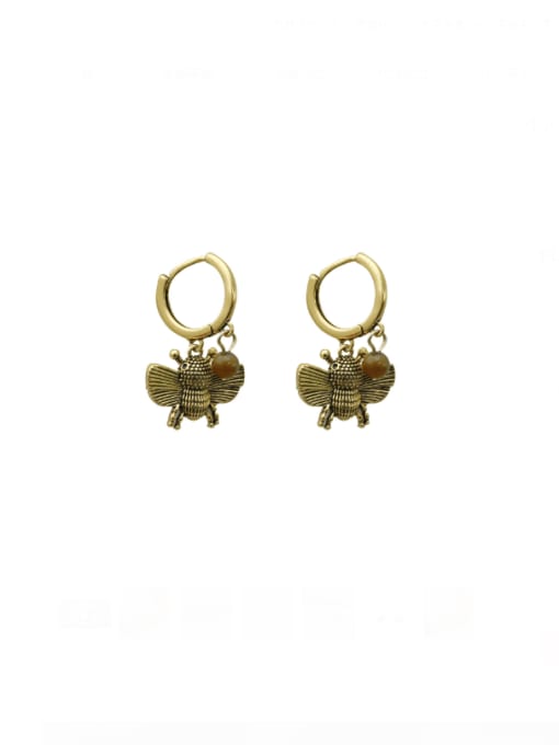 Gu Jin Hu Yan [Ear Buckle] Brass Bee Vintage Huggie Earring